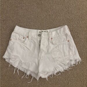 Free People White Distressed Jean Shorts